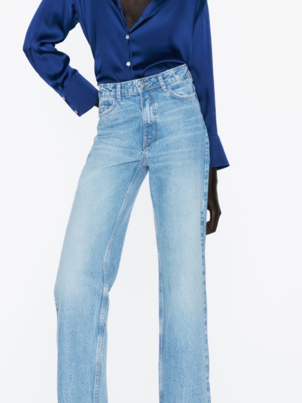 Zara MID-RISE Z1975 STRAIGHT LEG JEANS Light Blue